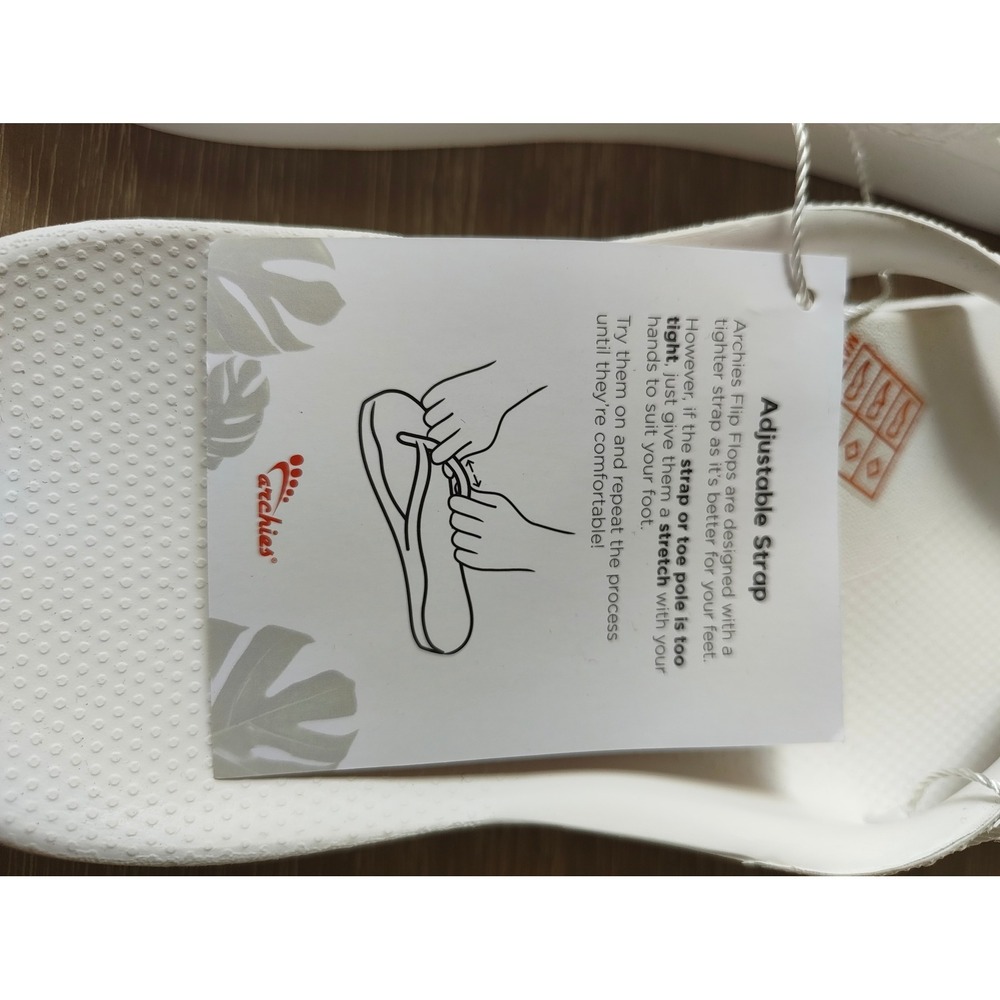 Archies Arch Support Flip Flops White Women 10 / Men 9 New With Tags - Picture 9 of 12